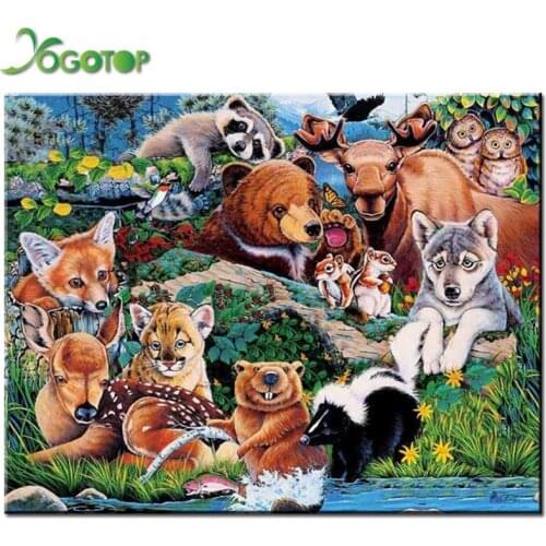 Cow, tiger, Wolf, bear, fox Drill Mosaic African wild animal Diamond Painting 5D Rhinestone Embroidery Sale Square/round YY1167