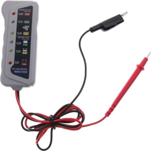 Car Motorcycle Portable 6LED Digital Battery Tester Voltmeter Charging System Analyzer