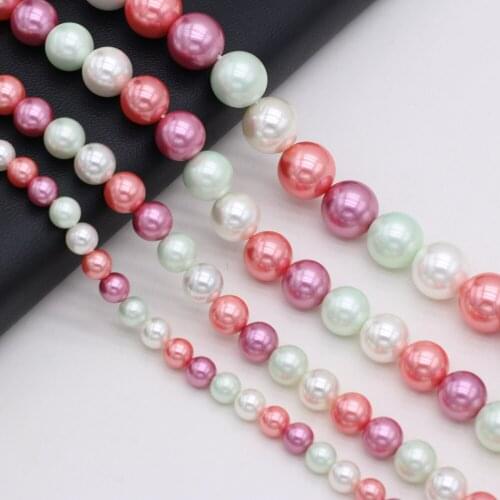 Natural shell bead fritillary round mixed color beaded loose spacer beads for jewelry making DIY necklace bracelet accessory