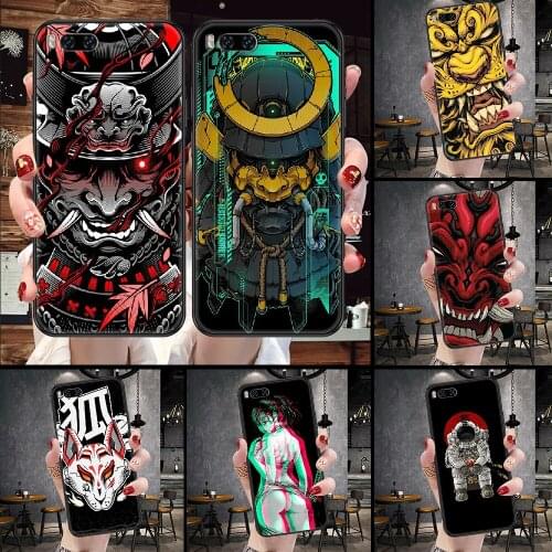 Japanese samurai oni mask Phone Case For Xiaomi Mi Note 8 9 10 11 9T 10T A3 Lite Pro Ultra black fashion funda painting prime 3D