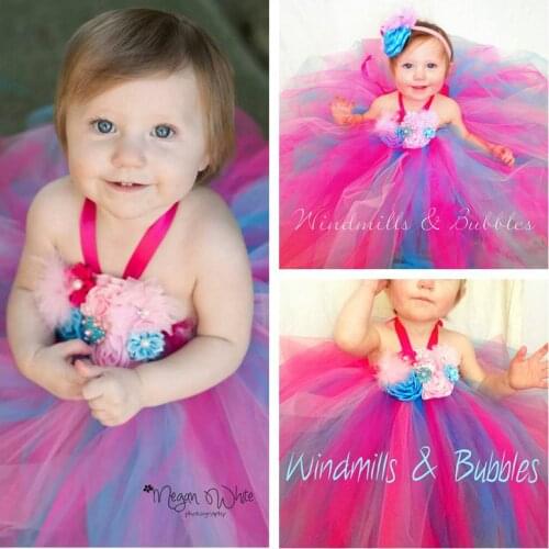 Baby Girls Tutu Flower Dress Cute Floral Toddle Newborn Flower Girls Ball Gown Dress For Birthday/Party For 0-2T