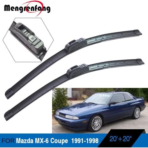 For Mazda MX-6 Coupe Car Front Windscreen Wiper Blades Soft Rubber Wiper J Hook Arms 1991 1992 1993 1994 1995 1996 1997 1998
