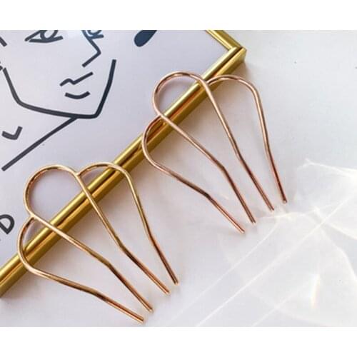 Korean Metal Hair Sticks Women Hairpins Elegant Simple Solid Color Hair Clips Girls Hair Sticks Hair Accessories Hairpin New