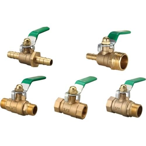 Water Heating Accessories Ball Valve 1/4 3/8 1/8 1/2 3/4 BSPT Female Male Thread Barb 8/10/12mm For Tap water On-Off Valve