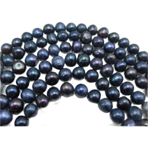 MADALENA SARARA AAA 7-8mm Near Round Black Freshwater Pearl For DIY Jewelry Making 40-42pcs/Strand