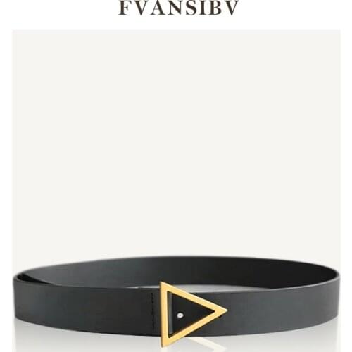 Fashion Luxury Brand Triangle Buckle Belt Womens Top Genuine Leather Waist Decorations with Business Suit and Dress Jeans 2021