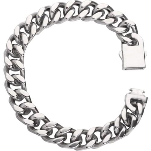 Titanium steel Cuban bracelet mens tide three-dimensional ins hip-hop niche design thick couple tide brand