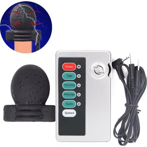 Electric Shock Kit Glans Cap Vibrator Masturbator Electro Pulse Prostate Stimulator Penis Ring Medical Themed SM Sex Toy For Men