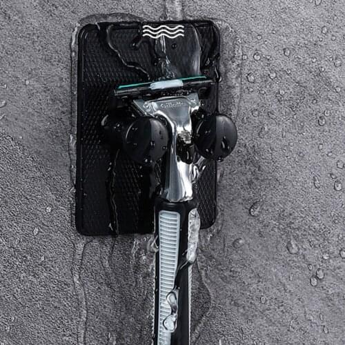 1PC Self Adhesive Wall Mount Razor Holder Shaving Razor Straight Stand Shelf Shaving Razor Storage Rack Bathroom Hook Organizer