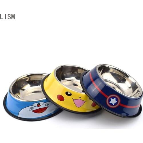 New Pet tableware Stainless Steel Dog Basin Cartoon Dog Bowl Puppy Food Container Cat Feeder Dish For Dogs Cats Food Dish 3 Size