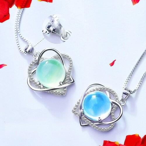 Heart Round Moonstone Necklace Pendants Charm Party Summer Beach for Women Pendants Type Fine or Fashion Jewelry Material Style