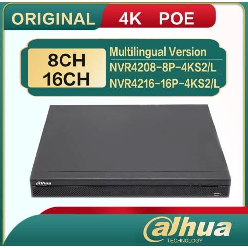 Original Dahua 8-channel DH-NVR4208-8P-4KS2/L 16-channel NVR4216-16P-4KS2/L1U 2 hard disk 8/16POE network video recorder P2P rem