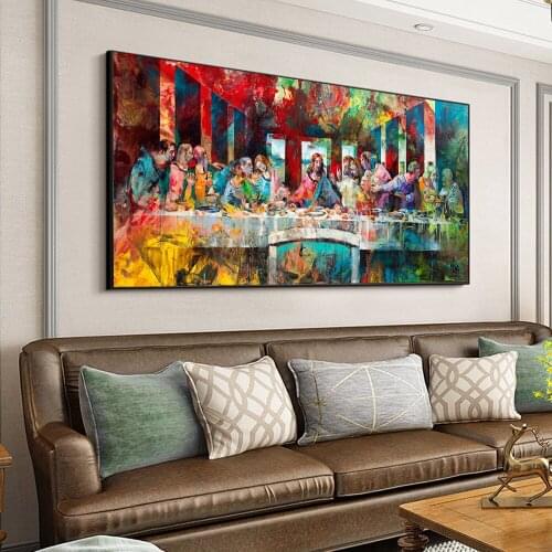 Famous Painter Da Vincis Last Supper Graffiti Poster Canvas Painting Wall Picture Classical Art Living Room Decoration Painting