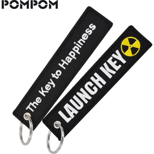 POMPOM The Key to Happiness Launch Key Keychains for Motorcycles and Cars launch Key Tag Stitch keychian Keyring sleutelhanger