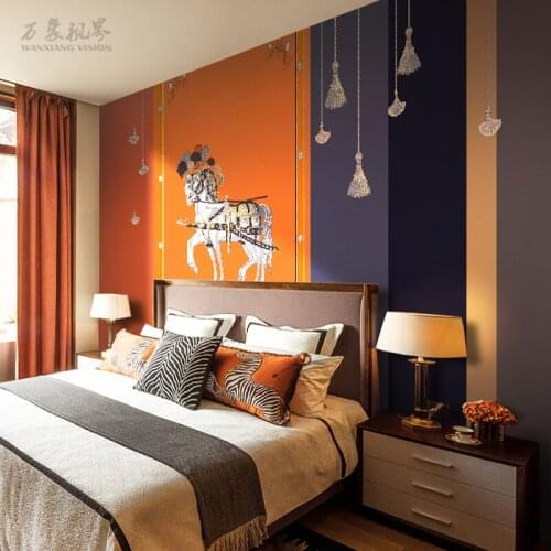 Simple Nordic abstract wallpaper personalized art orange bedroom sofa background wall decorative mural papel DE parede