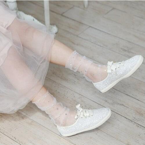 Summer Medium Length Transparent Stockings New Color Shining Stockings Fashion Multi Glitter Thin Mesh Stars Hosiery Tulle Ultra