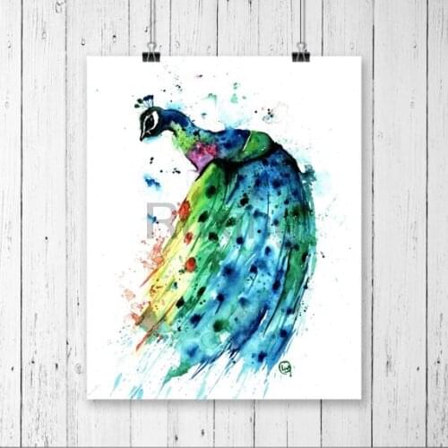 Diy Diamond Embroidery Watercolor oil painting peacock Diamond Mosaic Diamond Painting Full Square Drill Cross Stitch Decoration