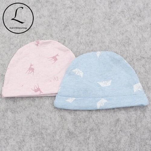 Cute 0-3month Newborn Baby Boys Girls Hats Cap Breathable Printing Hat 100% Cotton Soft Photography Props Cartoon Pattern Hat
