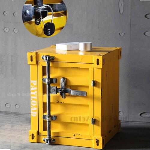 Industrial Style Locker Wrought Iron Container Bedside Table Cabinet With Lock Creative Bedside Cabinet Small Storage Cabinet