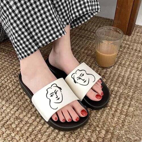 Stick figure Print Beach Slide Sandals Flip Flops Comfort women shoes Casual Slippers Ladies Summer women slippers mujer