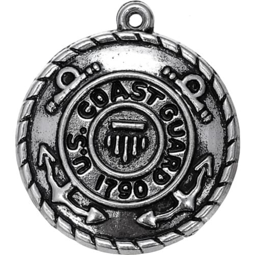 Skyrim 10pcs/lot US Coast Guard 1790 Badge Charm Cool Zinc Alloy Pendant Fit DIY Necklaces/Bracelets Jewelry Making Accessories