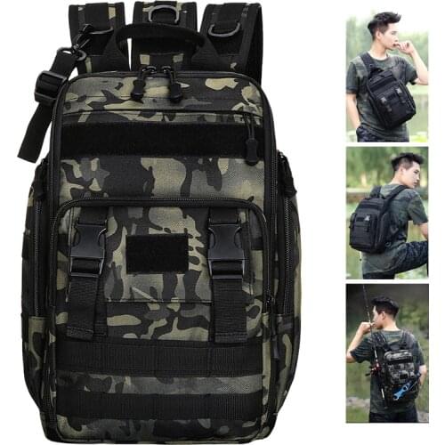 Fishing Bag Outdoor Reel Lure Sling Chest Bag Military Tactical Shoulder Backpack Army Camping Molle Hiking Fishing Tackle Bag