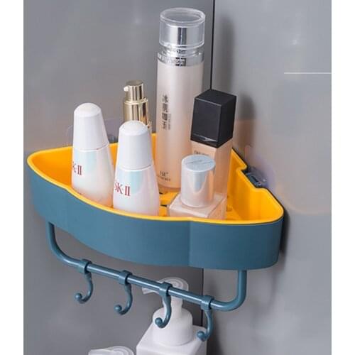 Free Punch Corner Storage Shelf Wall Corner Bathroom Shelves Shelf Hook Shampoo Shower Holder Storage Rack Home Accessories