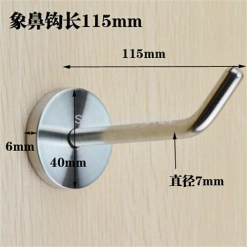 High quality 115mm stainless steel bushing row coat clothes bathroom solid single hook
