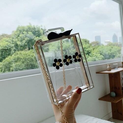 Womens bag Box Acrylic Floral Chains ladylike Hasp Shoulder Bags mini bag luxury designer bag Euro-America style evening bags