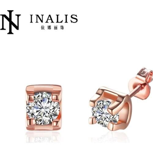 INALIS Hot-selling Cute Earring Super Value Round Square Ball Alloy Crystal Stud Earrings For Women Best Friend Gifts E972-B