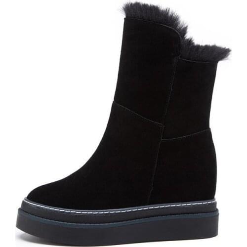 Fujin Snow Boots Suede Leather Womens Warm Waterproof Cotton Shoes Nylon Snow Boots Winter Ankle Boots Non-slip Short Boots