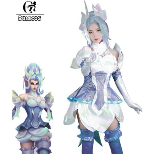 ROLECOS LoL Cosplay LoL Zyra Cosplay Costume Crystal Rose Zyra Cosplay Women Dress Full Set Stockings Gloves Headwear