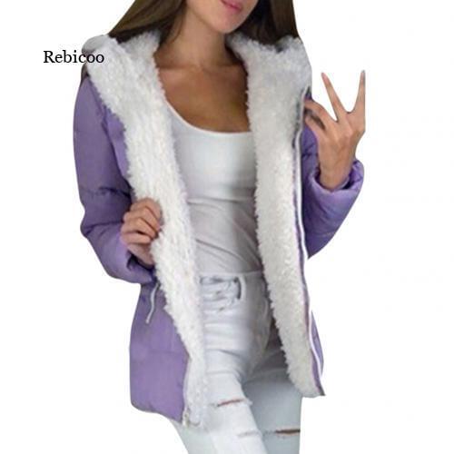 Women Coats Solid Color Zipper Hooded Jacket Thickened Warm Cotton Coat All Match Jackets Plus Size Autumn Winter New