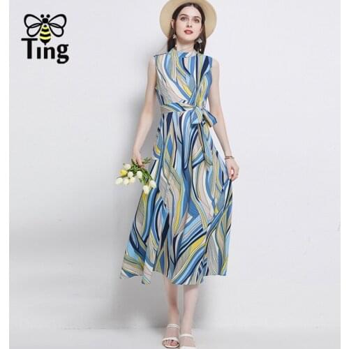 Tingfly Vintage Elegant Geometric Printing Women Summer Dress A Line Casual Midi Long Vestidos Streetwear Fashion Clothes Zaful