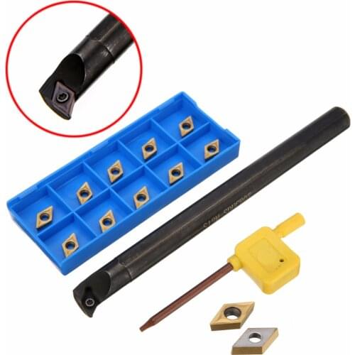 1Pcs S12M-SDUCR07 Lathe Turning Tool Boring Bar + 11Pcs DCMT0702 Inserts with Wrench For CNC Lathe Turning Tool Lathe Cutter