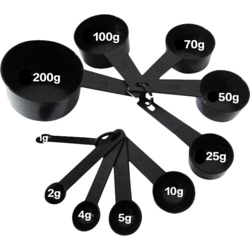 10Pcs/Set Black Color Measuring Cups And Measuring Spoon Scoop Silicone Handle Kitchen Measuring Tool