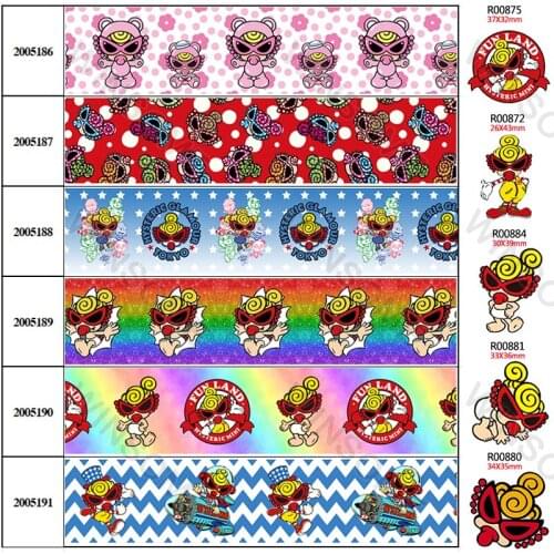 10 Yards 25mm/38mm/50mm/75mm Cartoon Printed Grosgrain/Satin Ribbon For DIY Hair Bows 30pcs Planar Resins 200518 200519