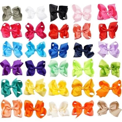 30 Colors 4'' Boutique Solid Hair Bow With Clip For Girl Adorable Toddler Baby Children Fashion Hair Accessories