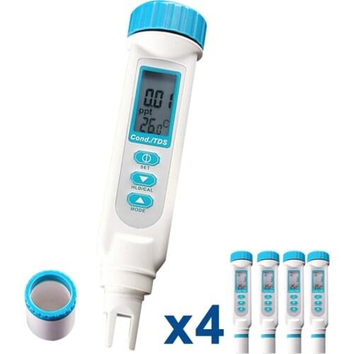 4 pieces x 3-in-1 Digital Pen-type Conductivity TDS Meter ppm ppt uS mS C/F Pool Spa Water Quality Tester