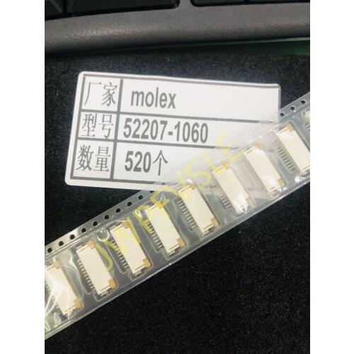 52207-1060 0522071060 10 Position FFC, FPC Connector Contacts, Top 0.039" (1.00mm) Surface Mount, Right Angle