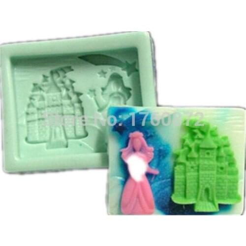 Free shipping DIY 3D Princess Castle Modelling soap mold silicone cake mold fondant chocolate mold handmade soap mold