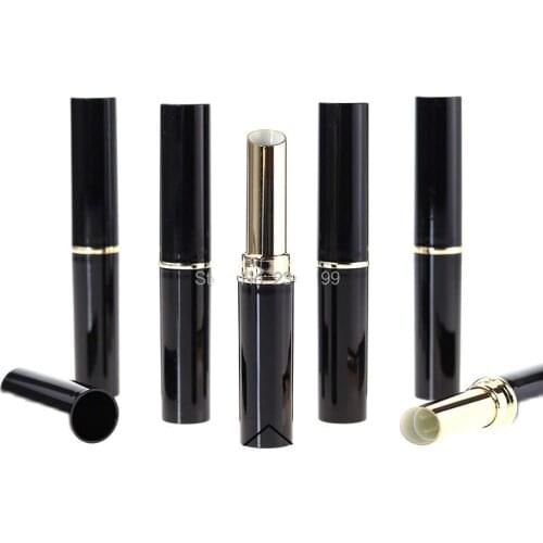 Shiny Black Round Empty Lipstick Tube Plastic High Grade Lip Balm Reifllable Container 7.1mm Lip Balm Tube 50pcs/Lot