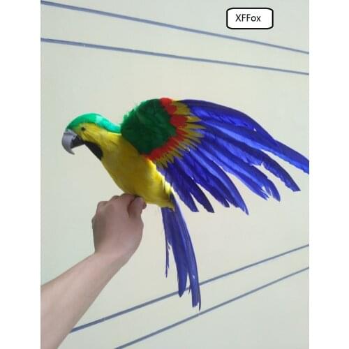 Big real life wings parrot model foam&feather simulation green&blue&yellow parrot bird gift about 45x60cm xf0256