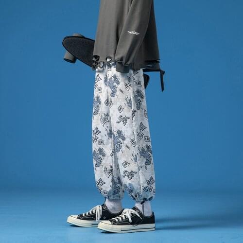 Wide Leg Flower Pants Womens Fashion Ins Spring And Autumn Thin Korean Version Loose And Versatile Binding Foot Full Print