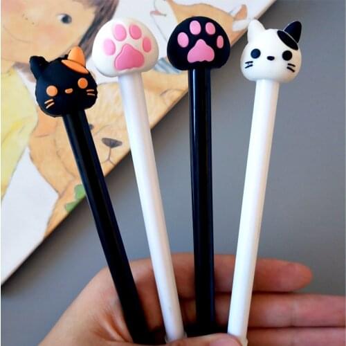 1 Pcs Korean Creative Cute Cat head Cat Paw Neutral Pen Black Pen Signature Kawaii School Supplies Pens for Writing