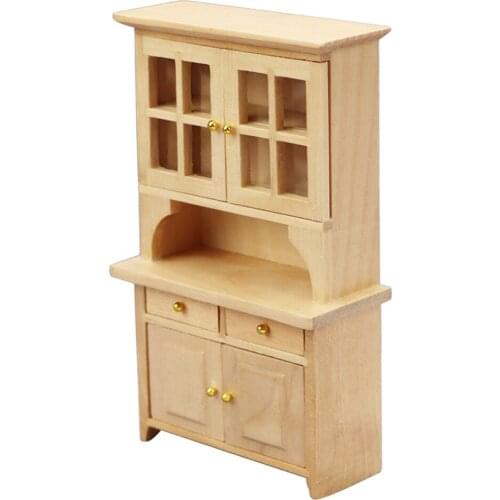 Wooden Dollhouse Miniature Furniture Mini Furniture Cupboard/Bookcase Showcase Shelf Display Cabinet