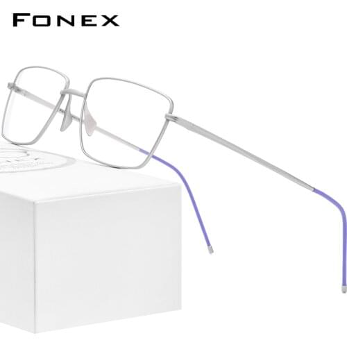 FONEX Pure Titanium Glasses Frame Men Square Prescription Eyeglasses Women 2021 New Myopia Optical Eyewear F8564