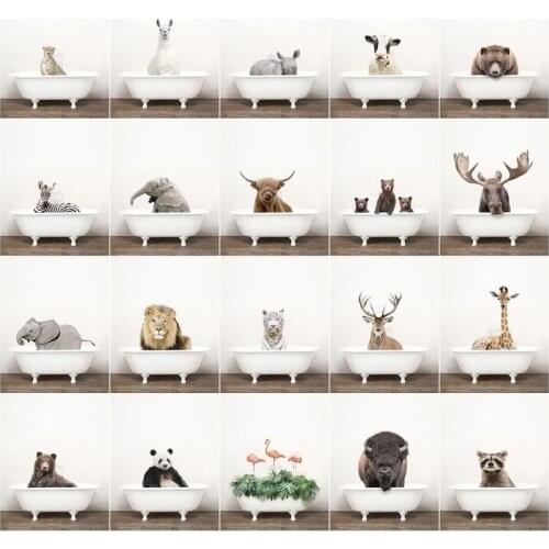 GATYZTORY Painting By Numbers bathtub Animals HandPainted Kits Drawing Canvas Pictures giraffe lion Home Decoration DIY Gift