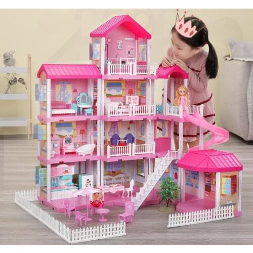 Play House Toys Model Princess Castle Set Dollhouse Model Villa House Children Birthday Gift