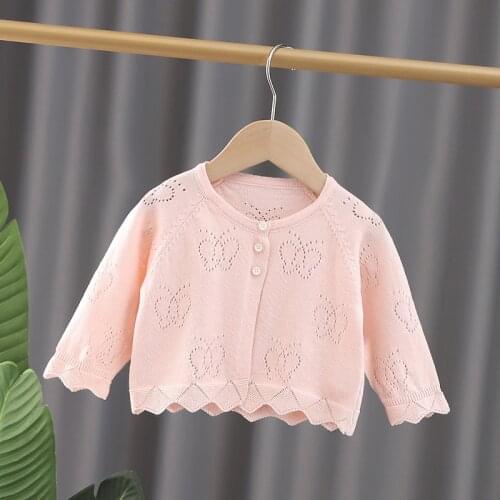 Toddler Girls Cardigan Sweater Knit Outerwear for Kids Clothes Cotton Spring Autumn 3 Color 0-5Y